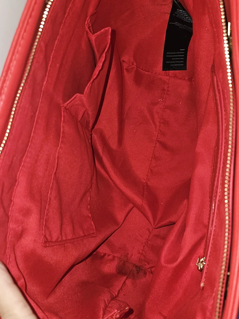 Badgley Mischka Red Quilted Tote with Gold Chain Handles